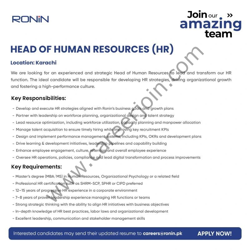 Ronin Pakistan Jobs Head of Human Resources HR 1