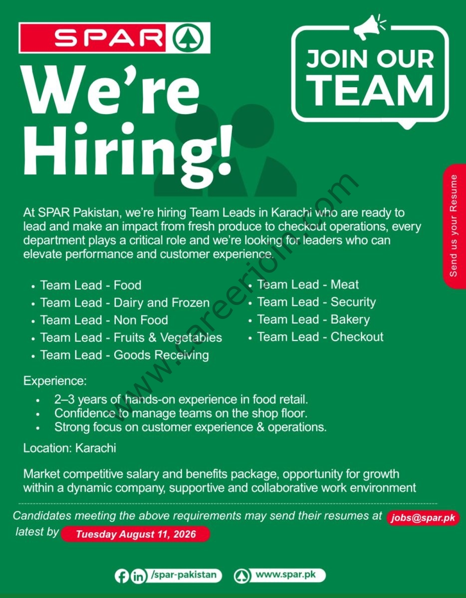 SPAR Pakistan Jobs August 2026 1