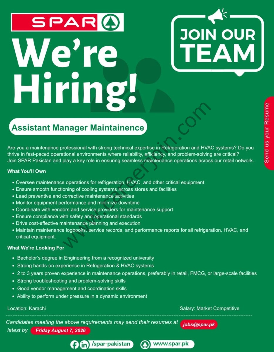 SPAR Pakistan Jobs Assistant Manager Maintenance 1