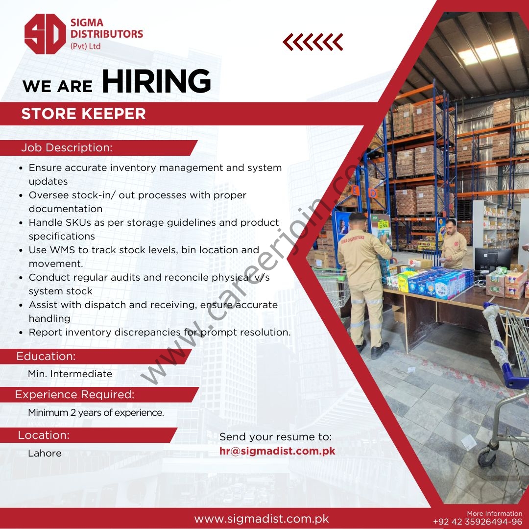 Sigma Distributors Pvt Ltd Jobs August 2026 1