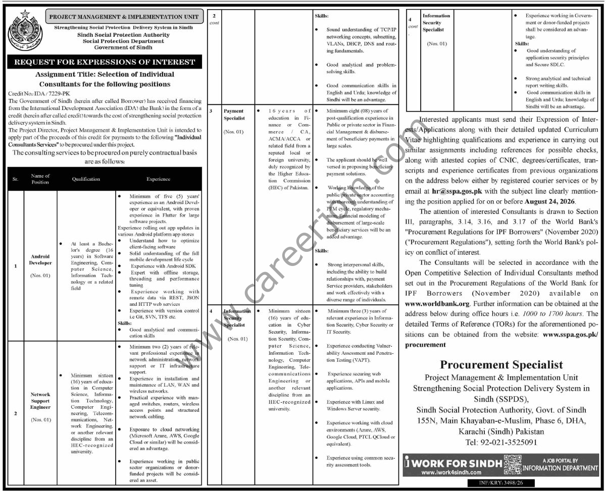 Sindh Social Protection Authority Jobs 14 August 2026 Dawn 1