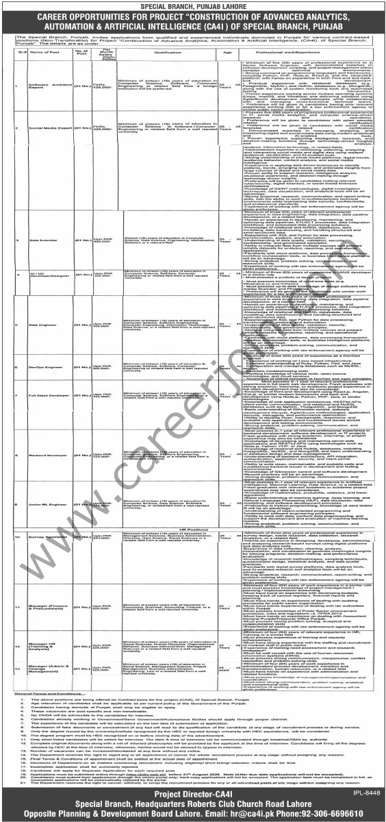 Special Branch Punjab Jobs 19 August 2026 Dawn 1