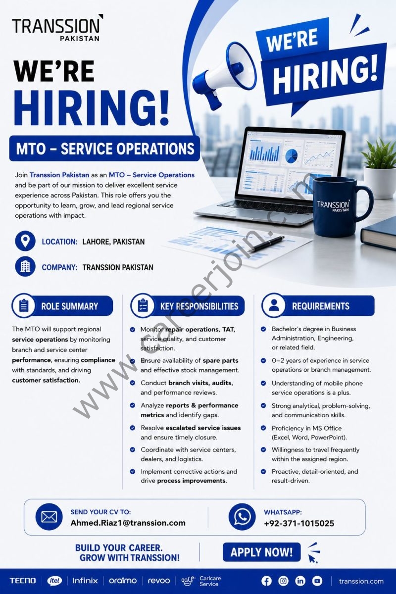 Transsion Pakistan Jobs MTO Service Operations 1