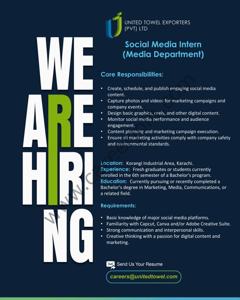 United Towel Exporters Pvt Ltd Jobs Social Media Intern 1