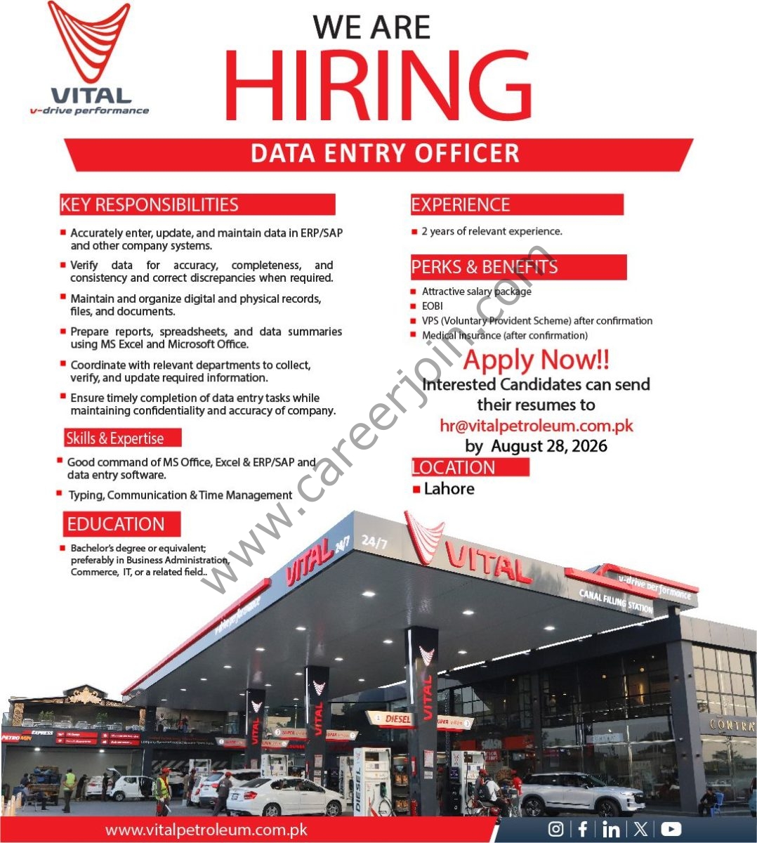 Vital Petroleum Jobs Data Entry Officer 1