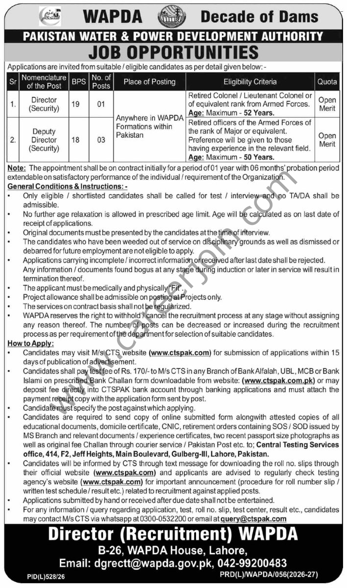 WAPDA Jobs 29 August 2026 Dawn 1