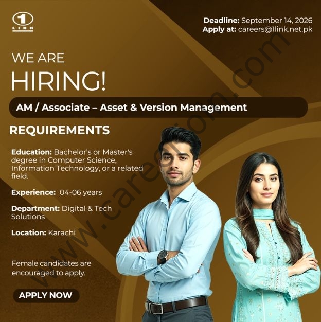 1Link Pvt Limited Jobs AM / Associate Asset & Version Management 1