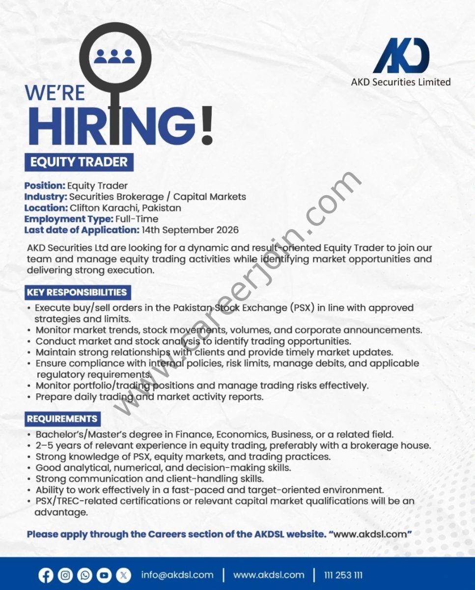 AKD Securities Ltd Jobs Equity Trader 1