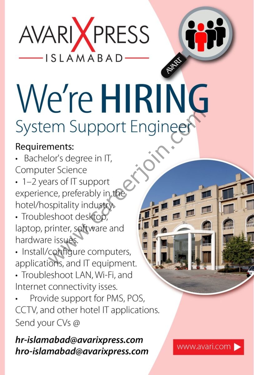 AvariXpress Islamabad Jobs System Support Engineer 1
