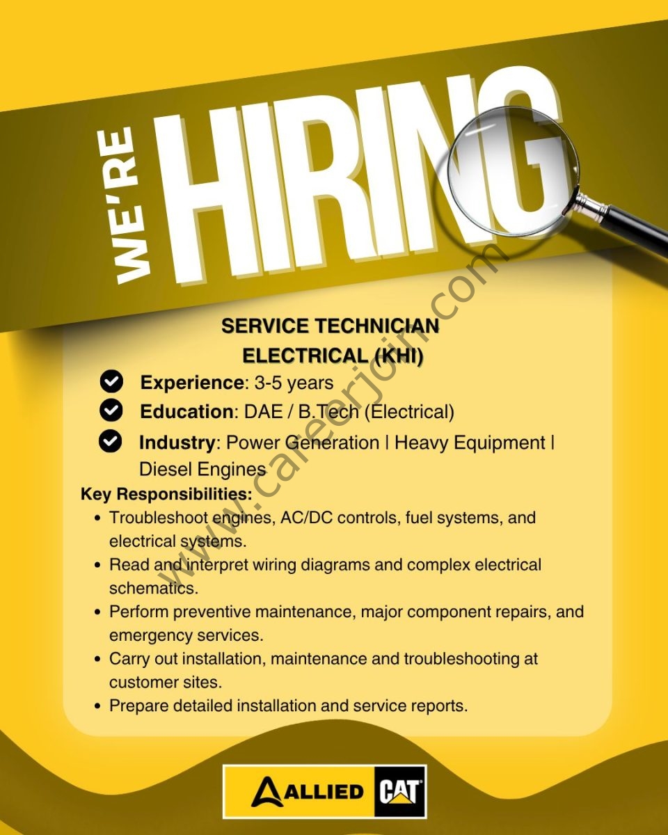 Allied Engineering & Services (Pvt) Ltd Jobs Service Technician Electrical 1