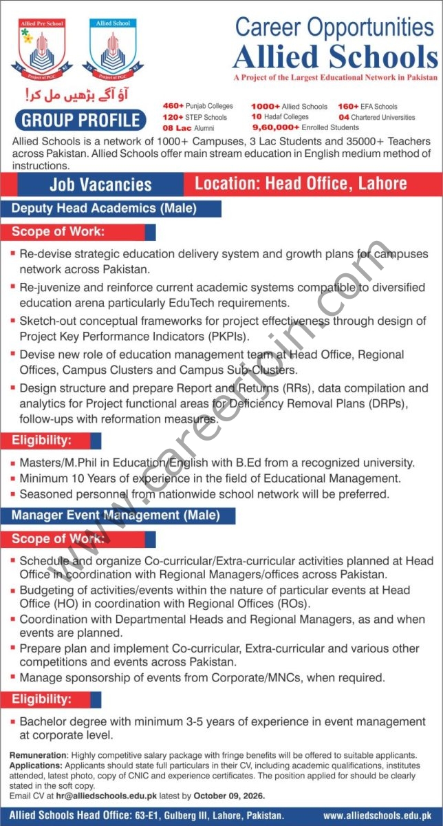 Allied Schools Jobs September 2026 1