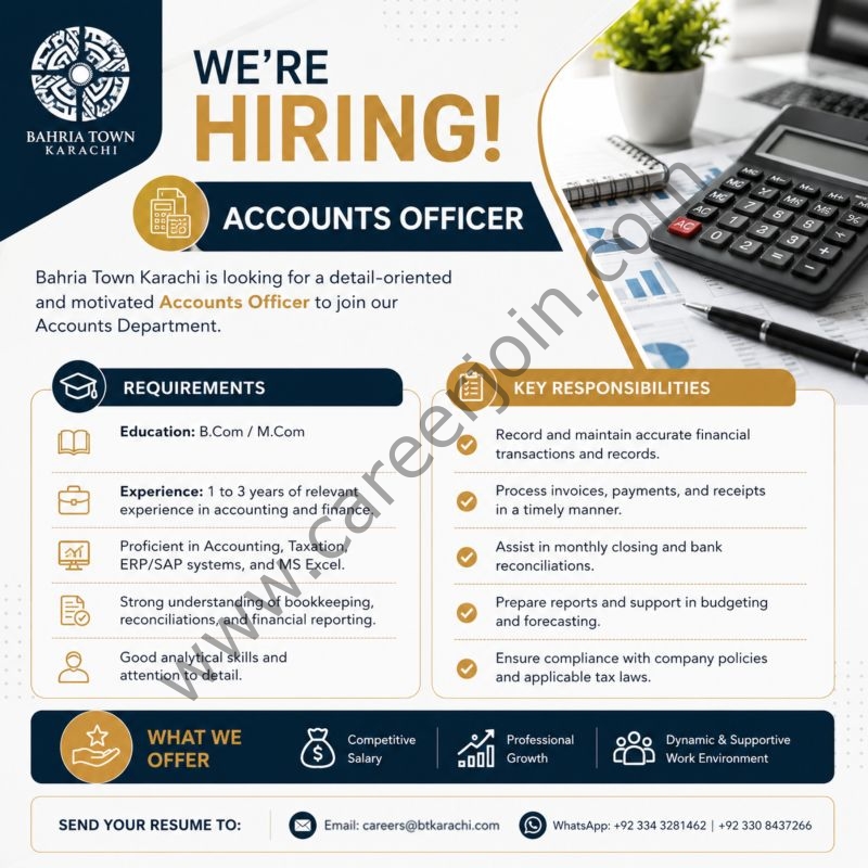 Bahria Town Karachi Jobs Accounts Officer 1