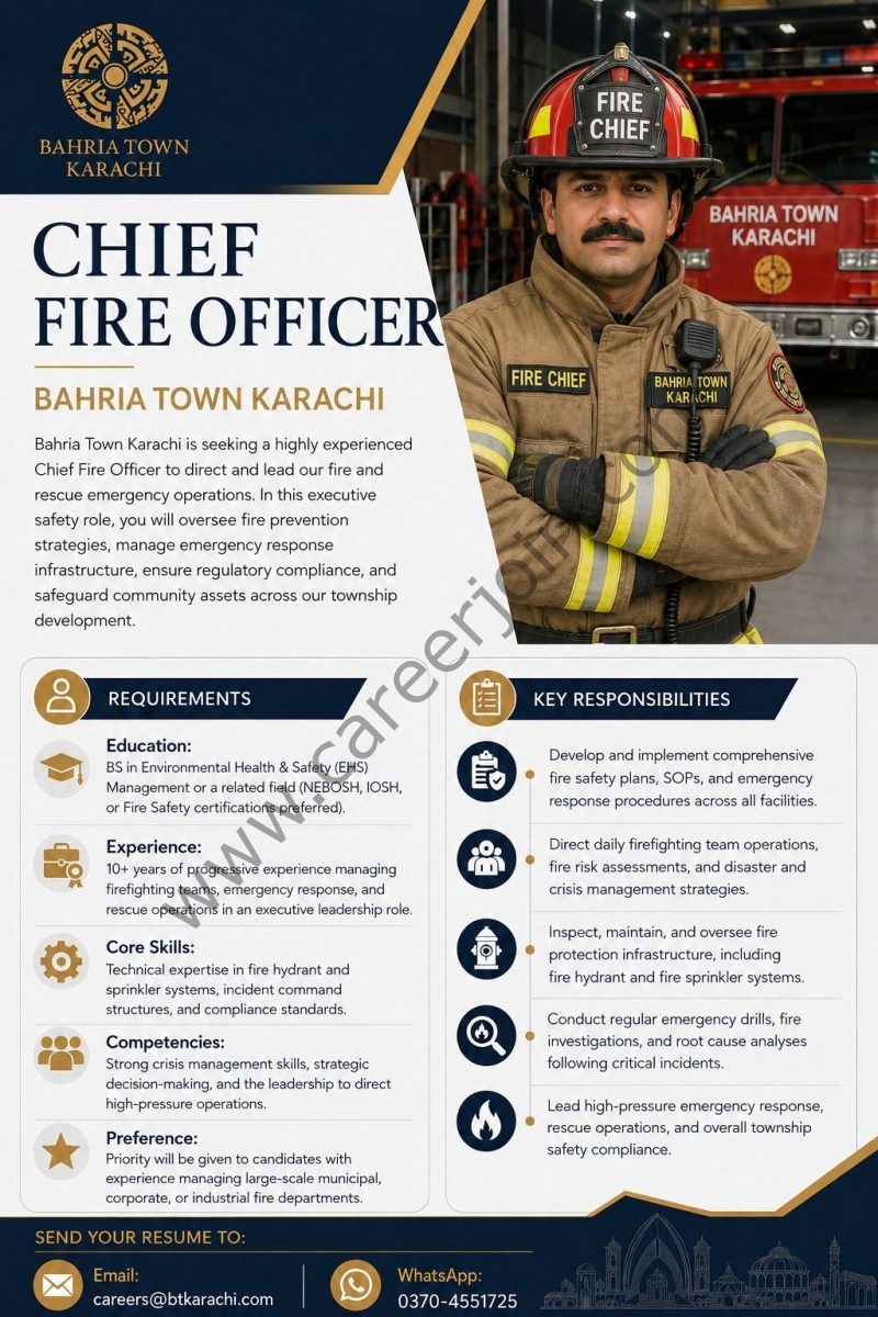 Bahria Town Karachi Jobs Chief Fire Officer 1