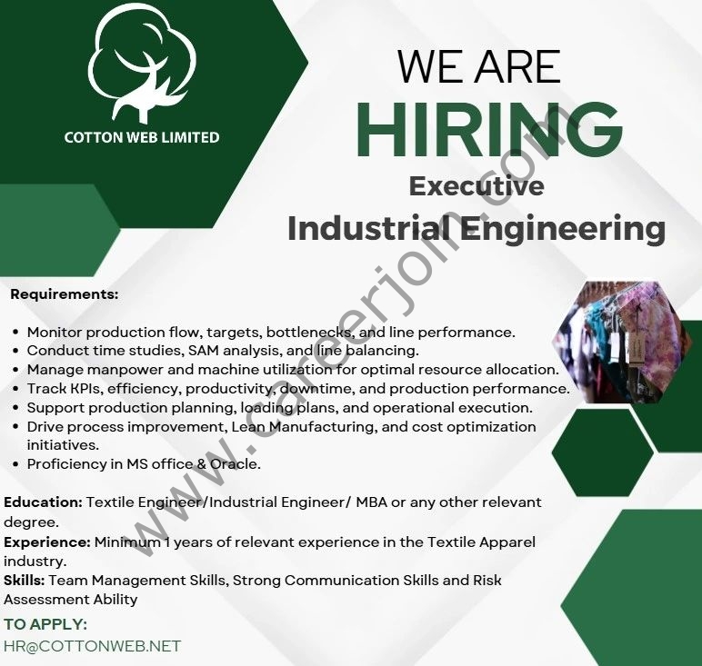 Cotton Web Limited Jobs Executive (Industrial Engineering) 1