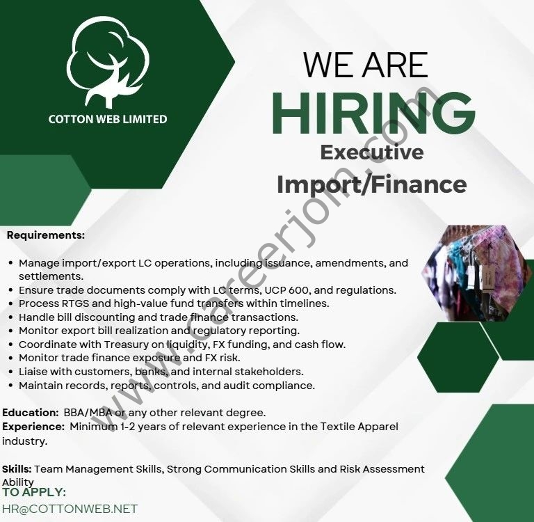 Cotton Web Limited Jobs Executive (Import / Finance) 1