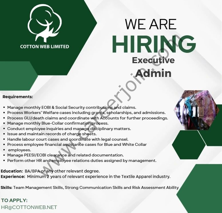 Cotton Web Limited Jobs Executive (Admin) 1