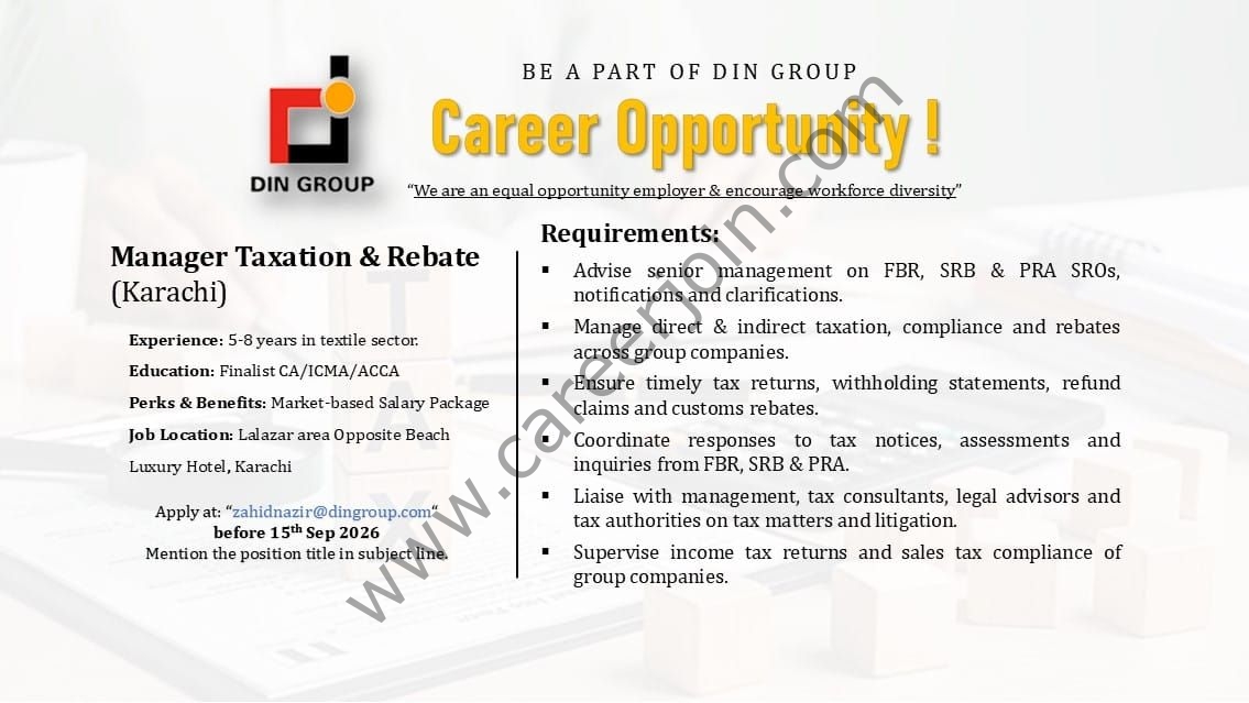 DIN Group Jobs Manager Taxation & Rebate 1