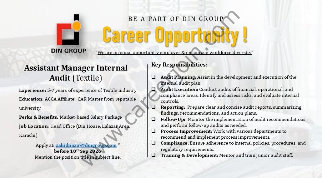 DIN Group Jobs Assistant Manager Internal Audit 1