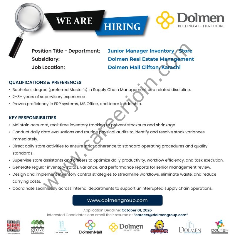 Dolmen Group Jobs Junior Manager Inventory Store 1