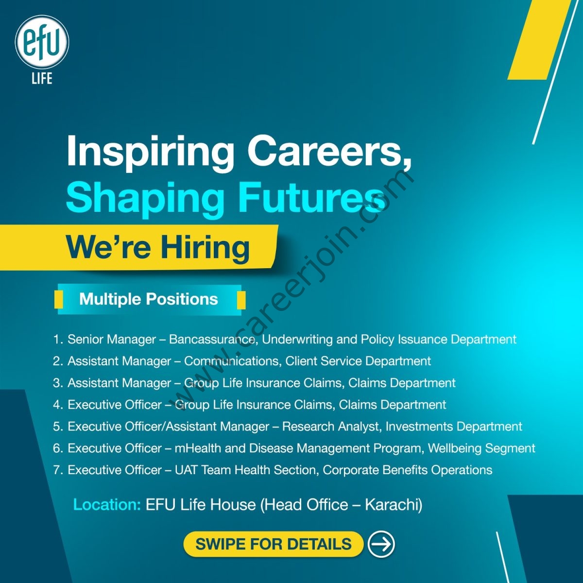EFU Life Assurance Ltd Jobs 04 September 2026 0 (1) 1