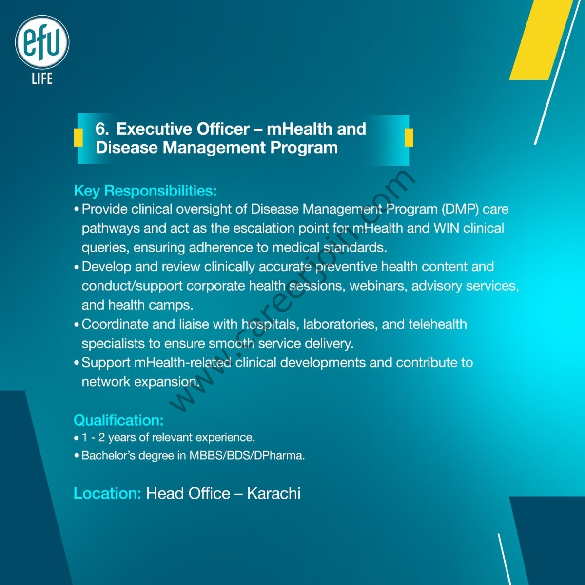 EFU Life Assurance Ltd Jobs 04 September 2026 0 (7) 1
