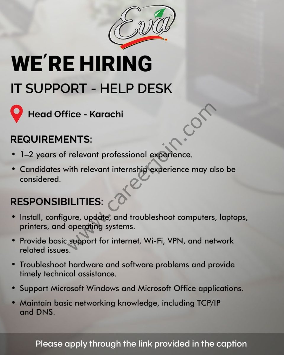EVA Foods Pvt Ltd Jobs IT Support Helpdesk 1
