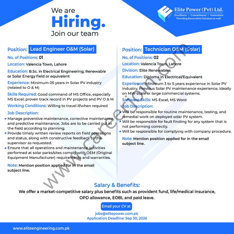Elite Power Pvt Ltd Jobs September 2026 1