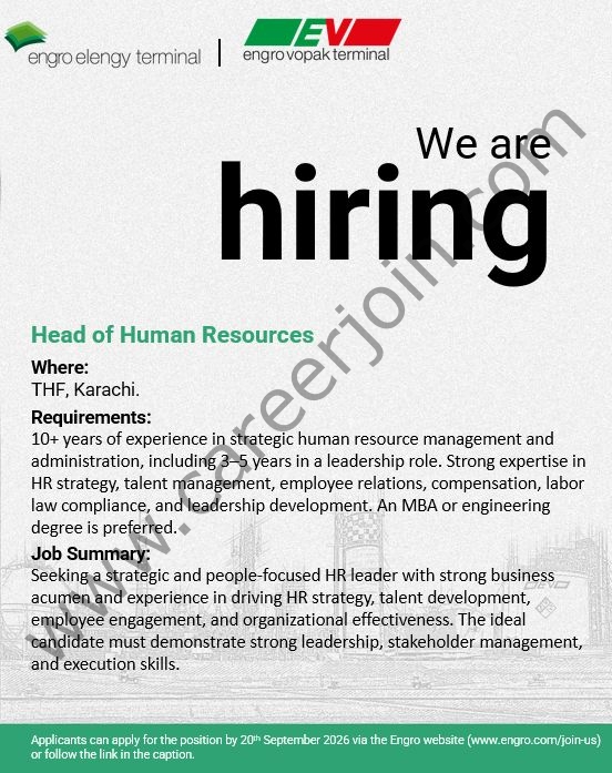 Engro Vopak Terminal Jobs Head of Human Resources 1