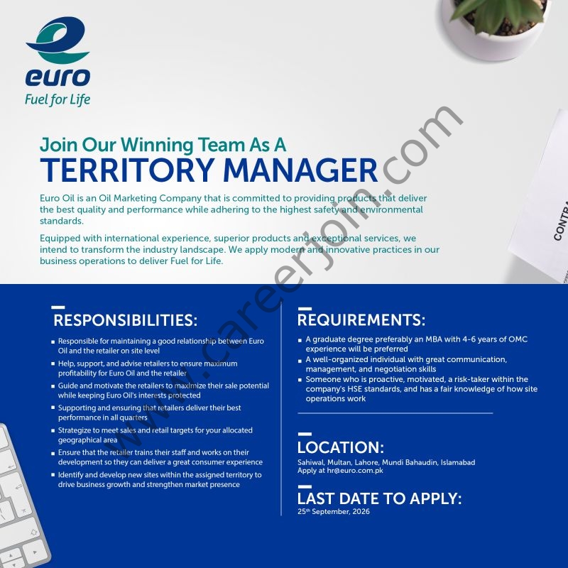 Euro Oil Pakistan Jobs Territory Manager 1