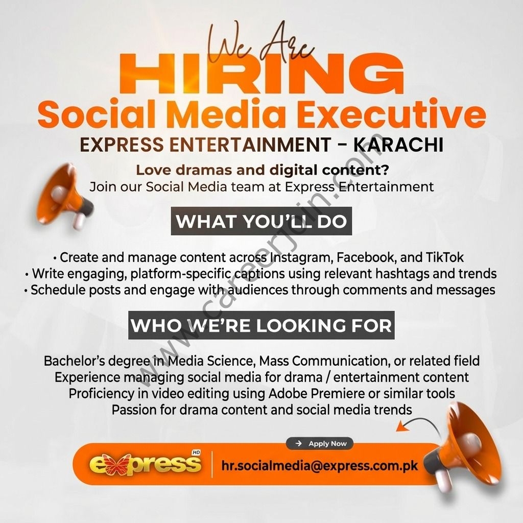 Express Entertainment Jobs Social Media Executive 1