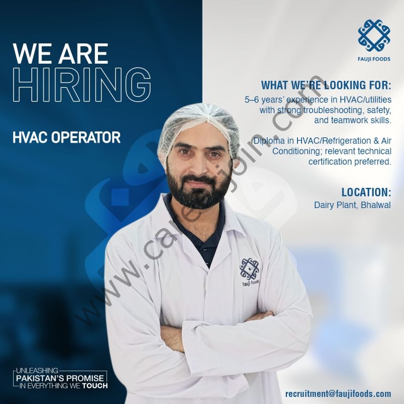 Fauji Foods Limited Jobs HVAC Operator 1