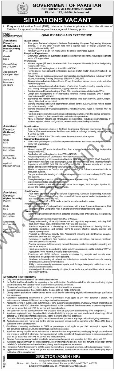 Frequency Allocation Board FAB Jobs 13 September 2026 Dawn 1