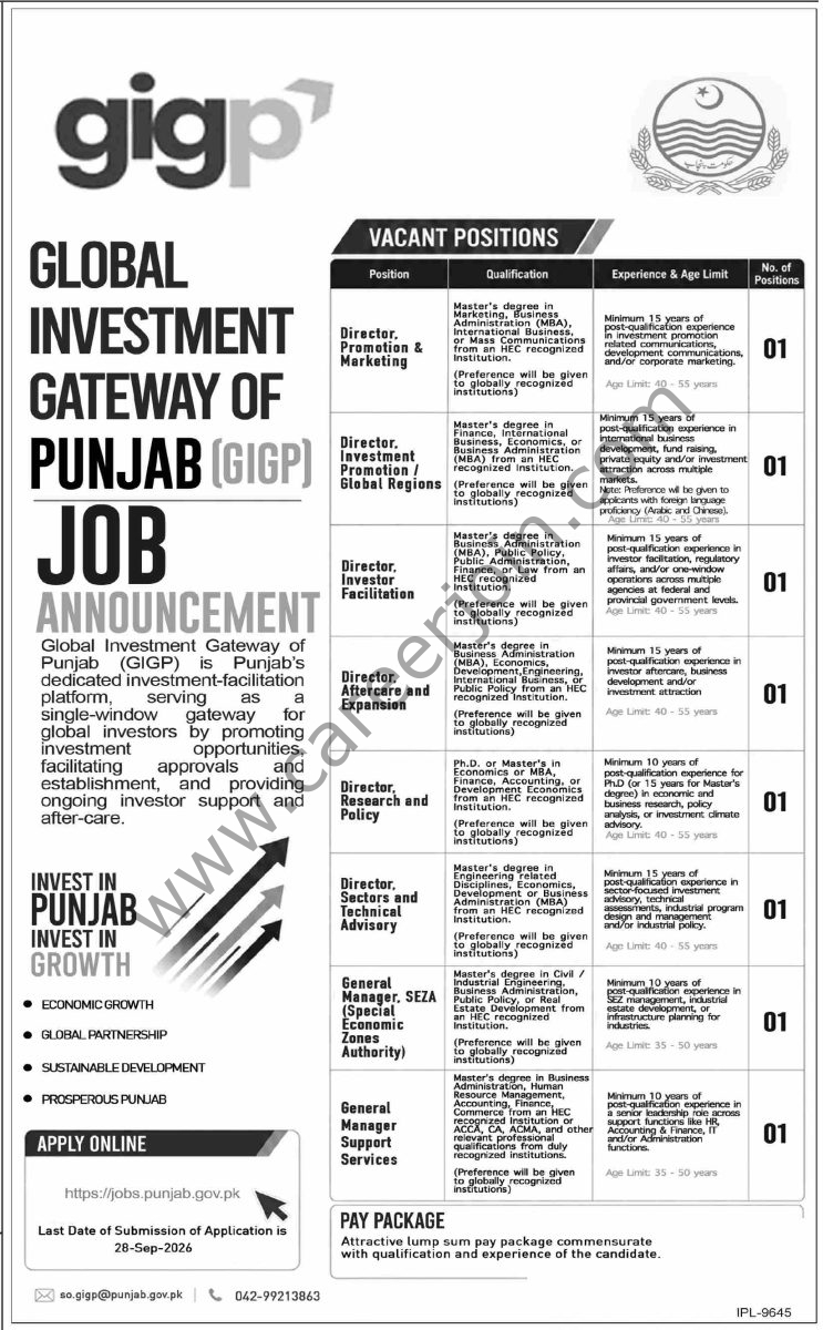 Global Investment Gateway of Punjab GIGP Jobs 13 September 2026 Dawn 1