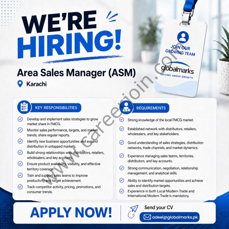 Global Marks Pvt Ltd Jobs Area Sales Manager 1
