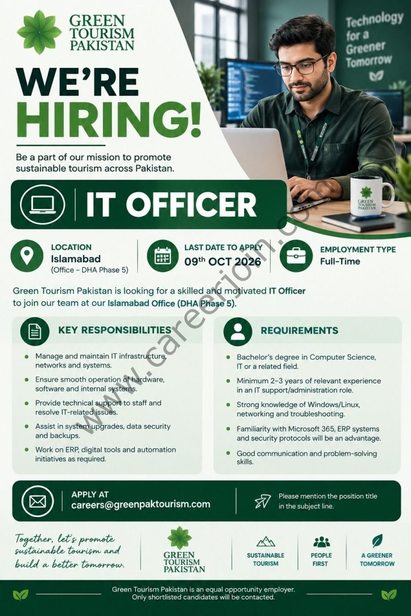 Green Tourism Pakistan Jobs IT Officer 1
