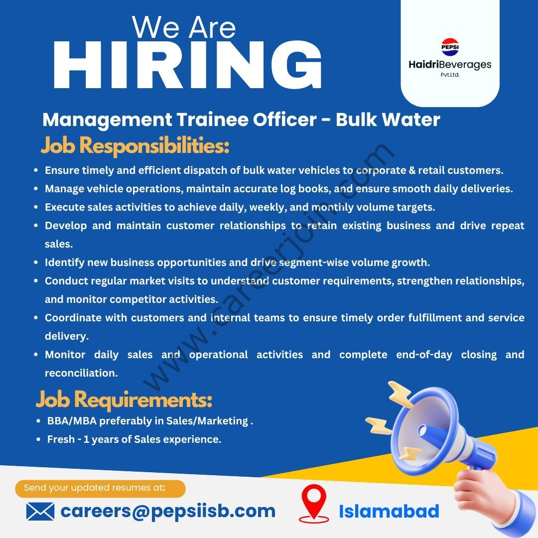 Haidri Beverages Pvt Ltd Jobs MTO Bulk Water 1