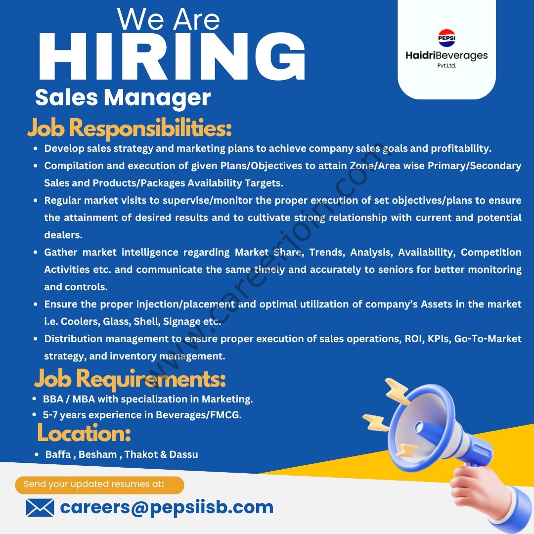 Haidri Beverages Pvt Ltd Jobs Sales Manager 1