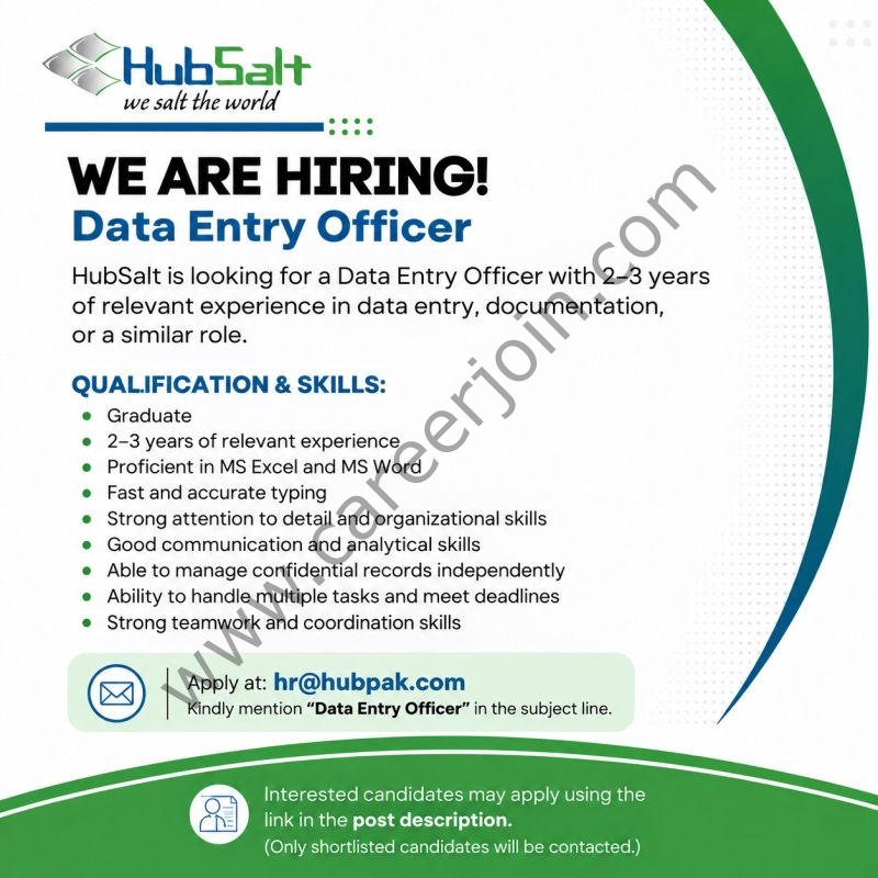 Hub Salt Pvt Ltd Jobs Data Entry Officer 1