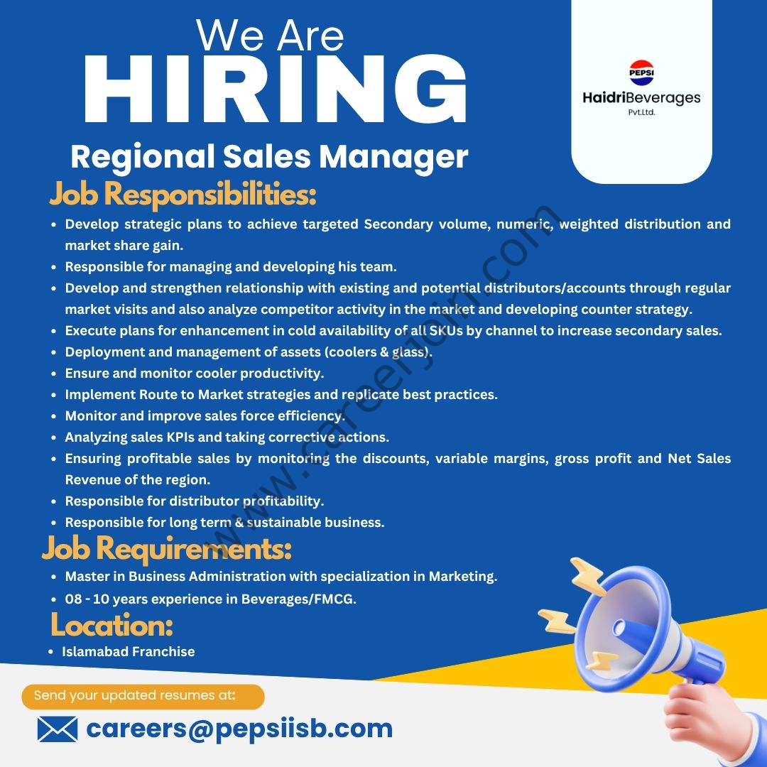 Haidri Beverages Pvt Ltd PEPSI Jobs September 2026 2