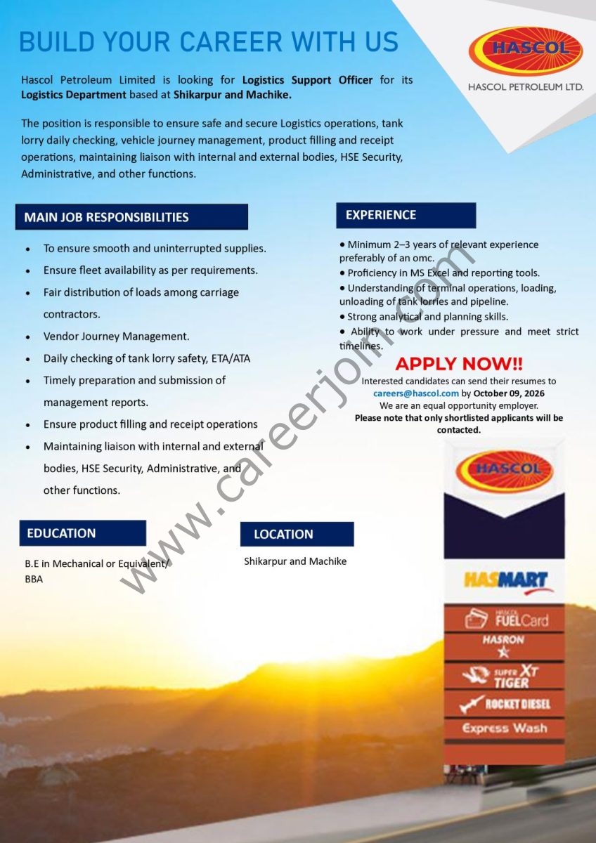 Hascol Petroleum Limited Jobs October 2026 2