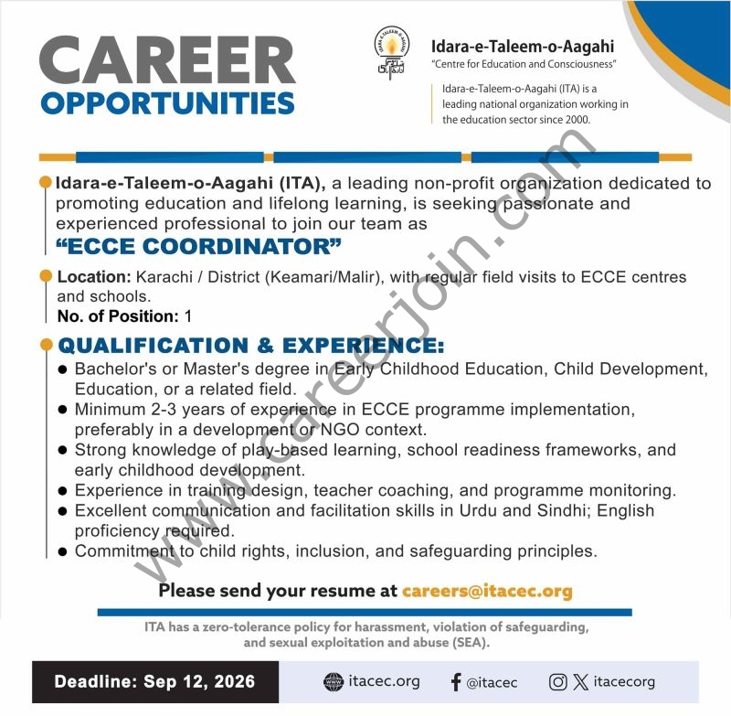 Idara-e-Taleem-o-Aagahi (ITA) Jobs ECCE Coordinator 1