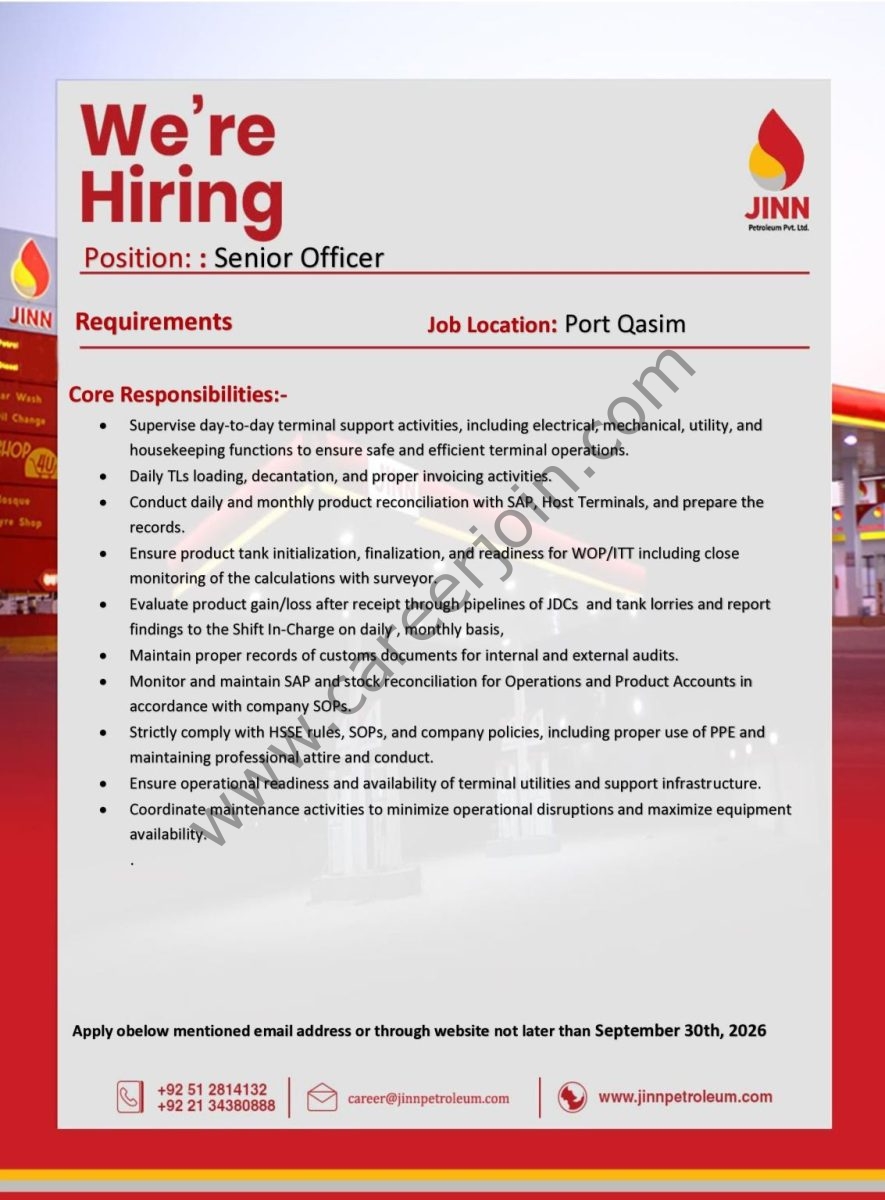 JINN Petroleum Pvt Ltd Jobs September 2026 2