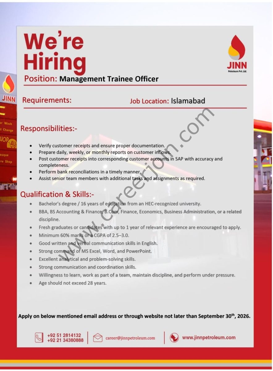 JINN Petroleum Pvt Ltd Jobs September 2026 1