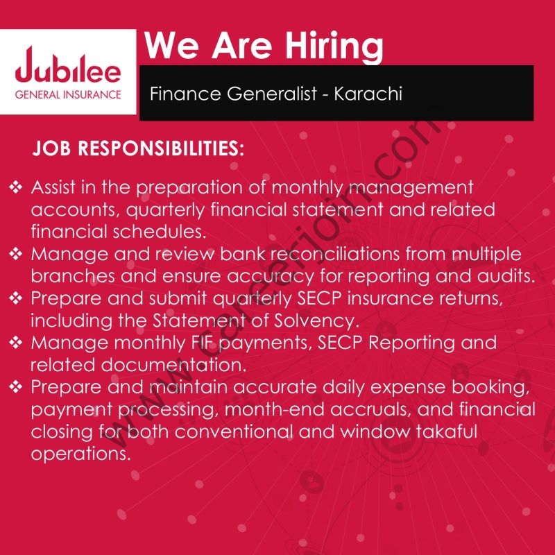 Jubilee General Insurance Company Jobs Finance Generalist 1