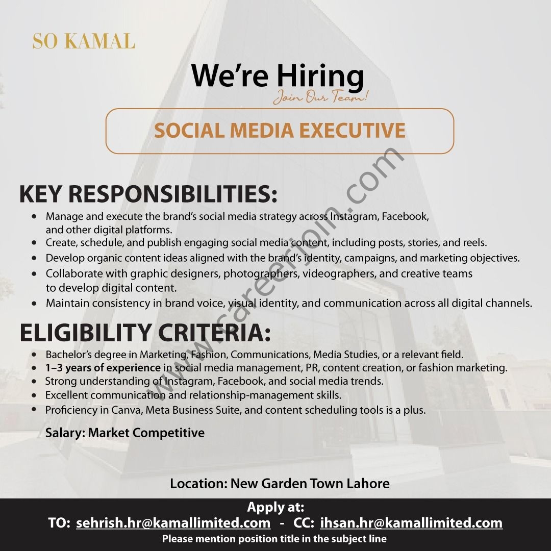 Kamal Limited Jobs September 2026 2