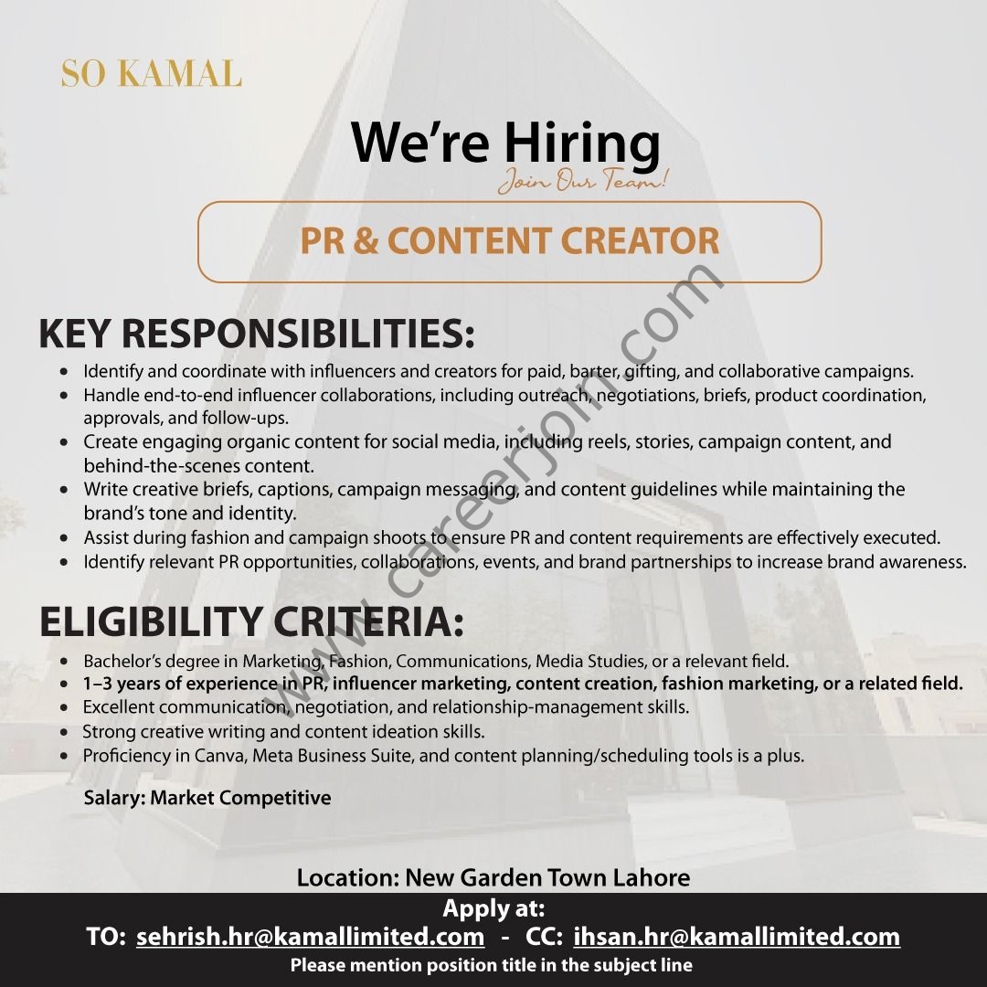 Kamal Limited Jobs September 2026 1