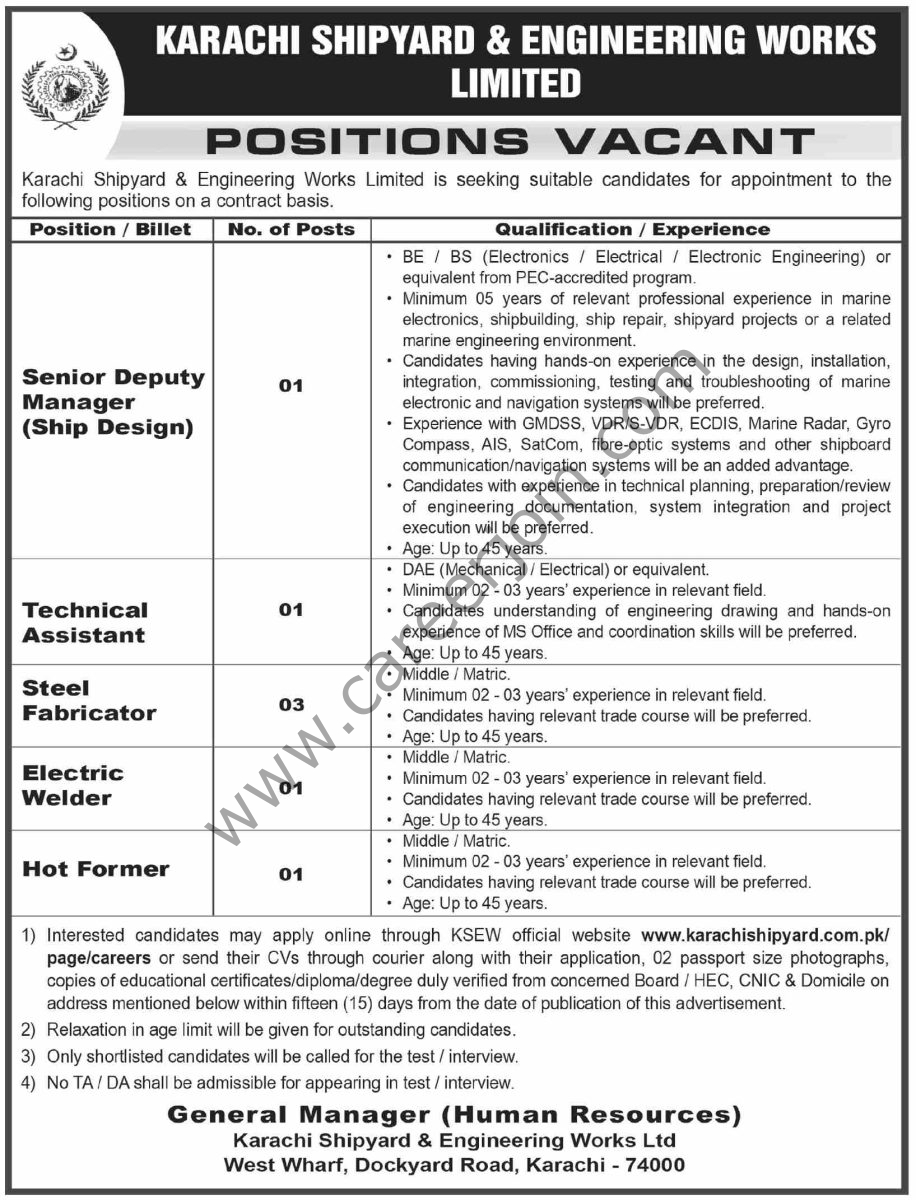 Karachi Shipyard & Engineering Works Ltd Jobs 19 September 2026 Dawn 1