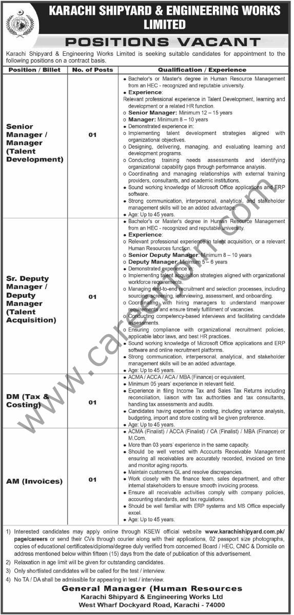 Karachi Shipyard & Engineering Works Ltd Jobs 30 August 2026 Dawn 1