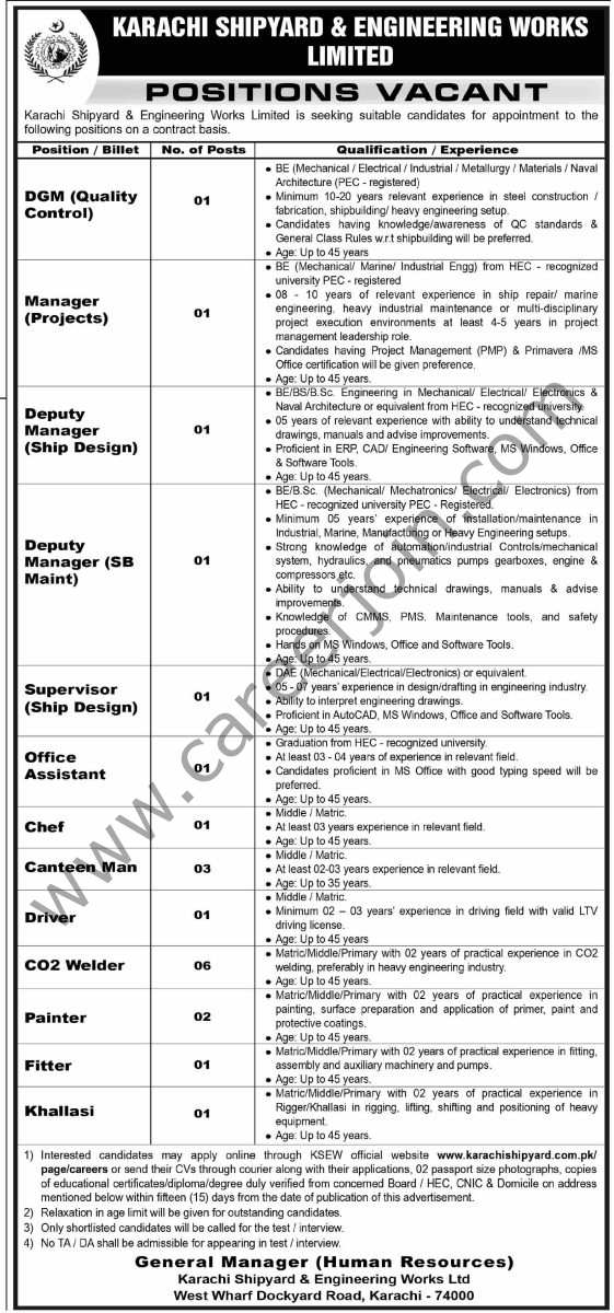 Karachi Shipyard & Engineering Works Ltd KS&EWL Jobs 27 September 2026 Dawn 1