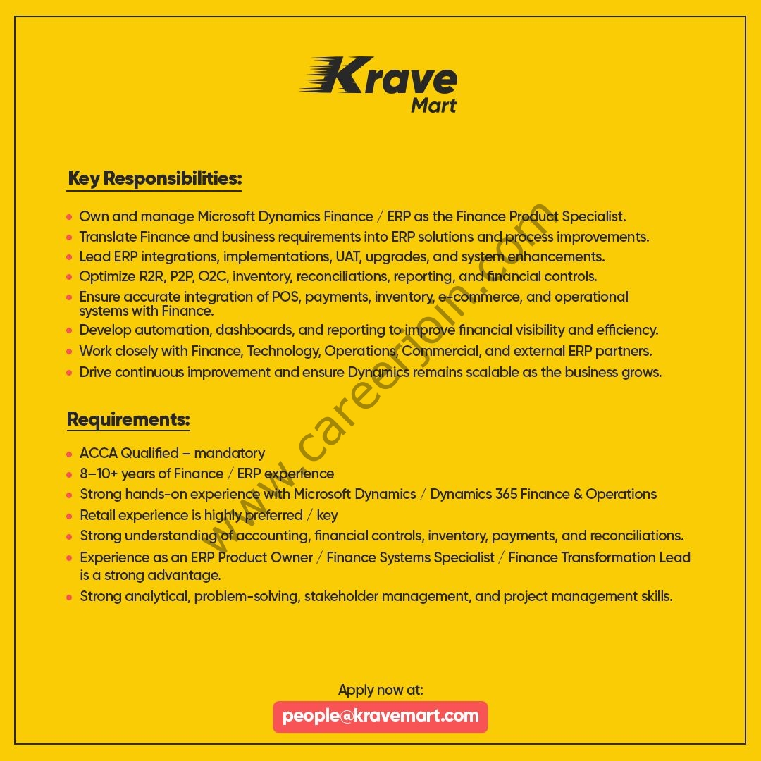 Krave Mart Pvt Ltd Jobs Finance & ERP Specialist Microsoft Dynamics 2